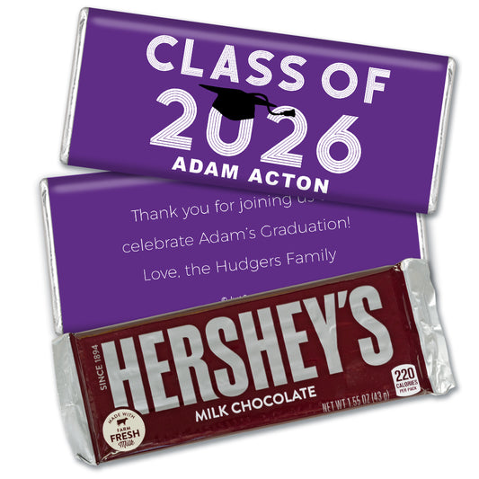 Personalized Purple Graduation Grad Cap Hershey's Milk Chocolate Bar