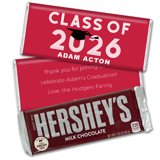 Personalized Red Graduation Grad Cap Hershey's Milk Chocolate Bar