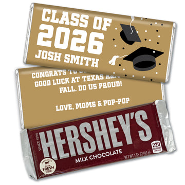Personalized Gold Graduation Hershey's Milk Chocolate Bar -Grad Cap Toss