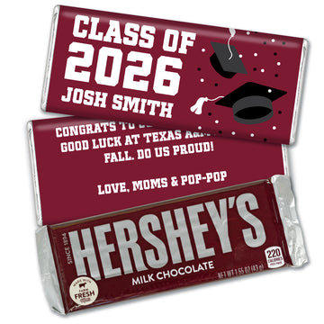 Personalized Maroon Graduation Hershey's Milk Chocolate Bar -Grad Cap Toss