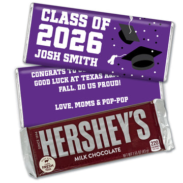 Personalized Purple Graduation Hershey's Milk Chocolate Bar -Grad Cap Toss