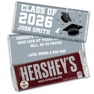 Personalized Silver Graduation Hershey's Milk Chocolate Bar -Grad Cap Toss