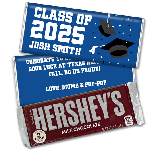 Personalized Graduation Hershey's Milk Chocolate Bar -Grad Cap Toss