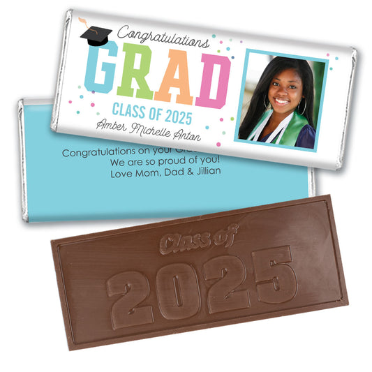 Personalized Graduation Pastel Embossed Chocolate Bar - Polka Dot