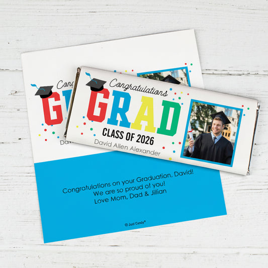 Personalized Graduation Chocolate Bar - Polka Dot Wrappers