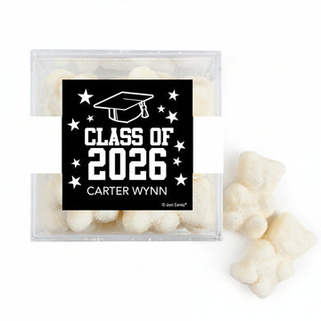 Personalized Graduation JUST CANDY favor cube with Gummy Bears