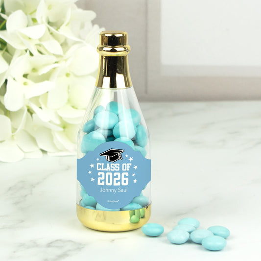 Personalized Graduation Favor Gold Champagne Bottle with Just Candy Milk Chocolate Minis - Star Student