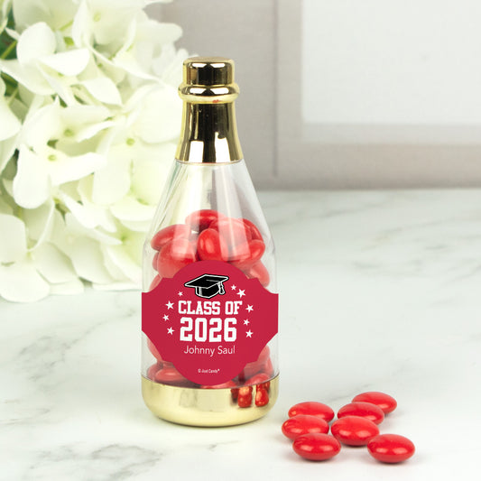 Personalized Graduation Favor Gold Champagne Bottle with Just Candy Milk Chocolate Minis - Star Student