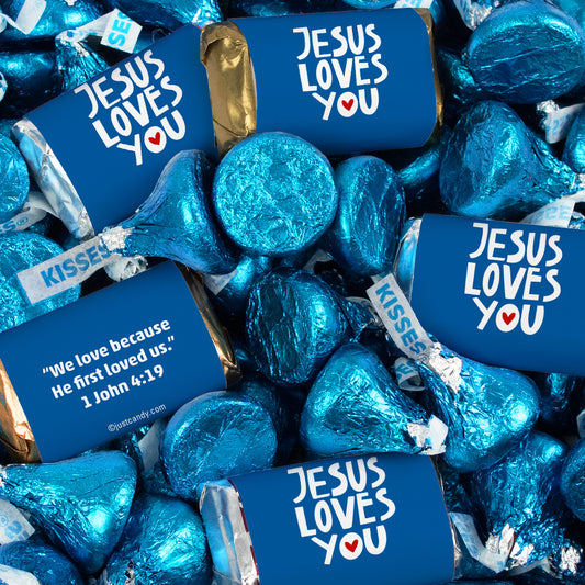 Jesus Loves You Hershey's Chocolate Candy Mix Kisses & Miniatures