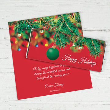 Christmas Personalized Chocolate Bar Wrappers Happy Holidays Ornament