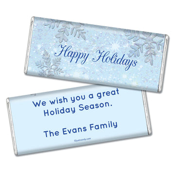 Happy Holidays Personalized Hershey's Milk Chocolate Bar Classic Snowflakes Happy Holidays