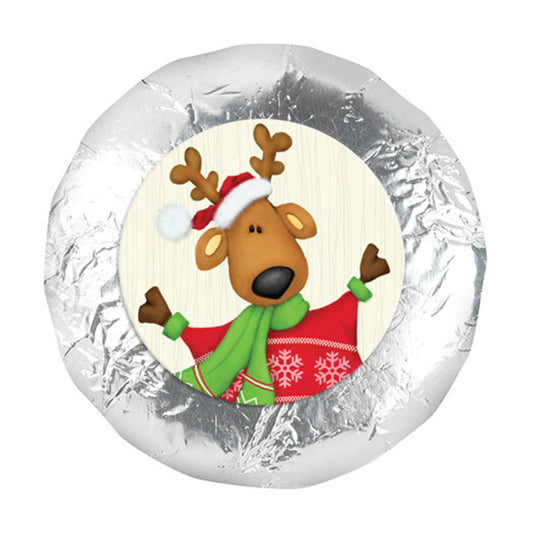 Christmas Jolly Reindeer 1.25" Stickers (48 Stickers)