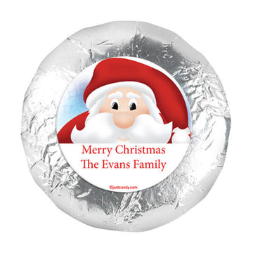 Personalized Christmas Peeking Santa 1.25" Stickers (48 Stickers)