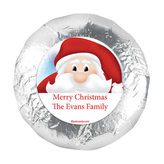 Personalized Christmas Peeking Santa 1.25" Stickers (48 Stickers)
