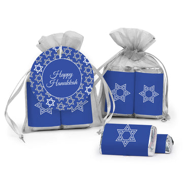 Hanukkah Hershey's Miniatures in Organza Bags with Gift Tag