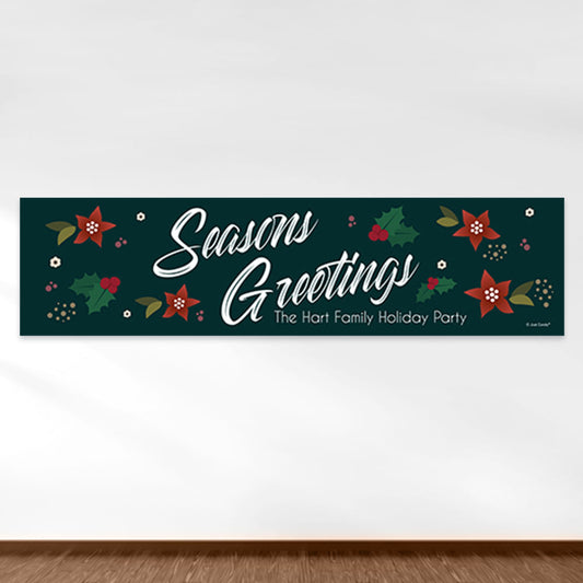 Personalized Holiday Pointsettia Seasons Greetings 5 Ft. Banner