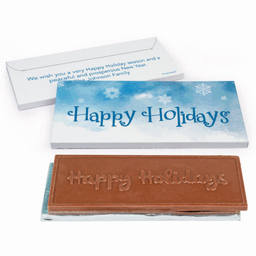 Deluxe Personalized Christmas Frosty Watercolors Chocolate Bar in Gift Box