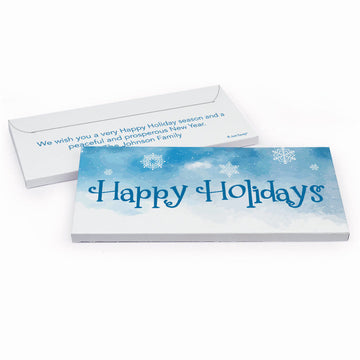 Deluxe Personalized Christmas Frosty Watercolors Candy Bar Favor Box