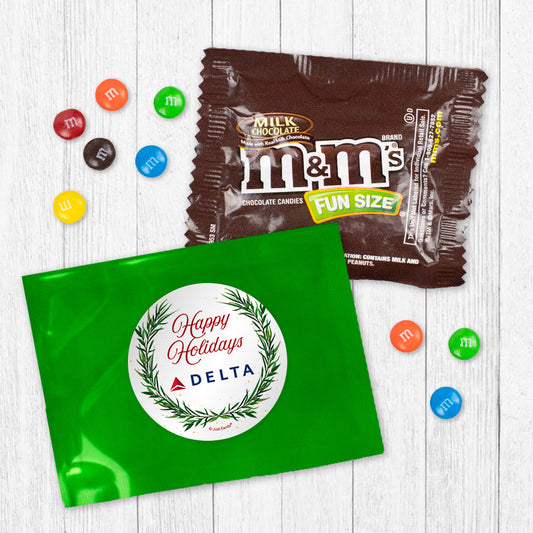 Personalized Happy Holidays Winter Greenery Candy Favor Bag - M&Ms or Skittles