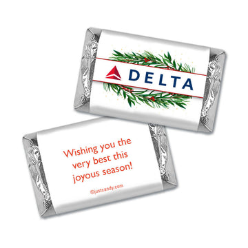 Personalized Christmas Winter Greenery with Logo Hershey's Miniatures