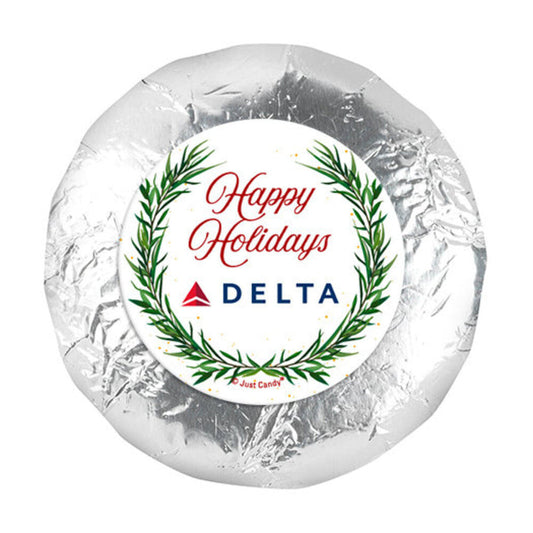 Personalized Happy Holidays Winter Greenery 1.25" Stickers (48 Stickers)
