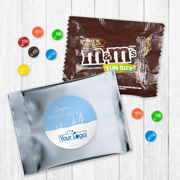 Personalized Holiday Frosty Pines Logo Candy Favor Bag - M&Ms or Skittles