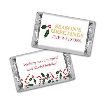 Personalized Christmas Candy Cane Poinsettia Hershey's Miniatures