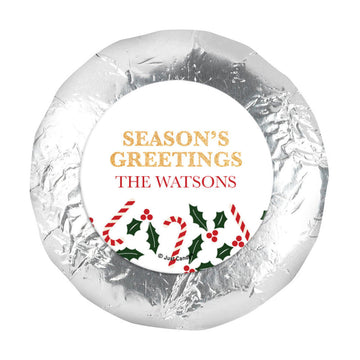 Personalized Happy Holidays Snowman 1.25" Stickers (48 Stickers)