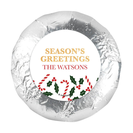 Personalized Happy Holidays Snowman 1.25" Stickers (48 Stickers)