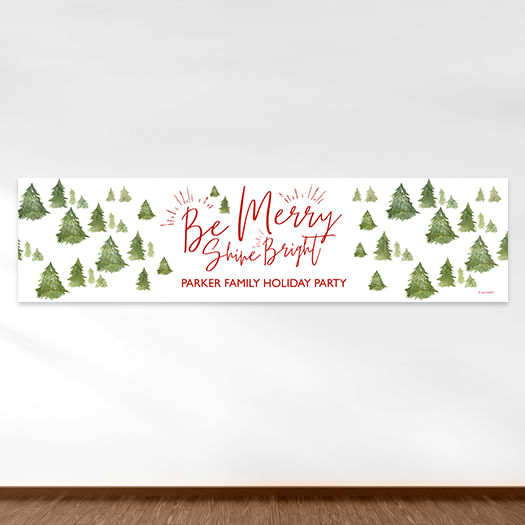 Personalized Christmas Be Merry Shine Bright 5 Ft. Banner