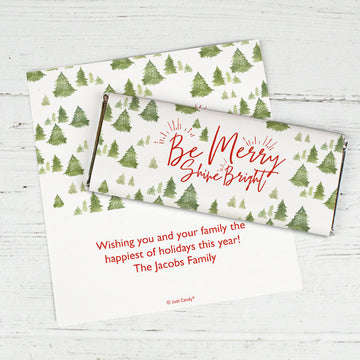 Personalized Christmas Be Merry Shine Bright Chocolate Bar Wrappers Only