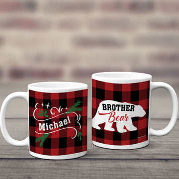 Personalized Plaid Brother Bear 11oz Mug Empty