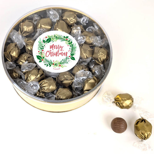 Merry Christmas Dubai Chocolate Truffles Gift Tin - Botanicals