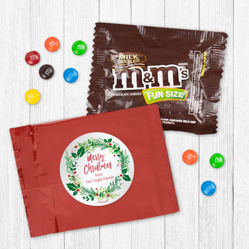 Personalized Christmas Botanicals Candy Favor Bag - M&Ms or Skittles