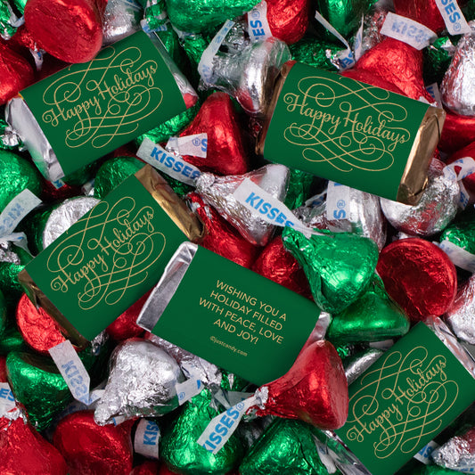 Happy Holidays Christmas Hershey's Chocolate Candy Mix Kisses and Miniatures
