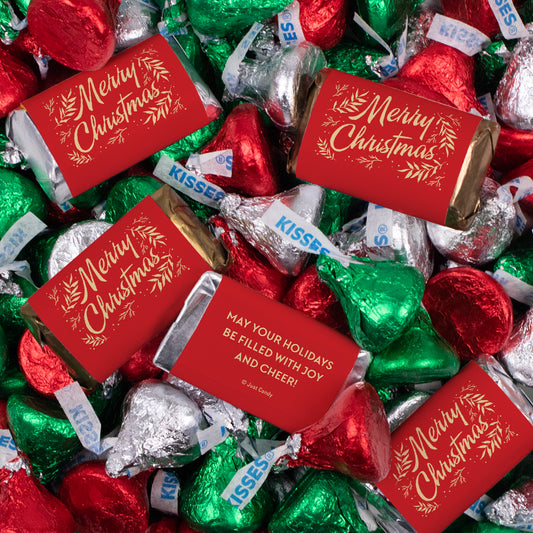 Merry Christmas Red Flourish Hershey's Miniatures and Kisses