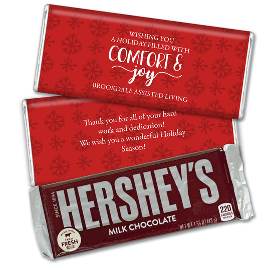 Personalized Christmas Comfort & Joy Hershey's Milk Chocolate Bar & Wrapper