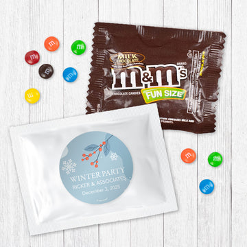 Personalized Christmas Winter Berry Candy Favor Bag - M&Ms or Skittles