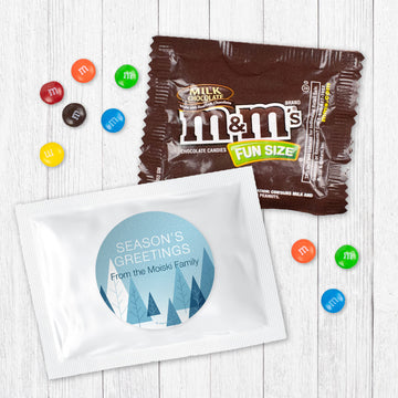 Personalized Snowy Field Season's Greeting Candy Favor Bag - M&Ms or Skittles