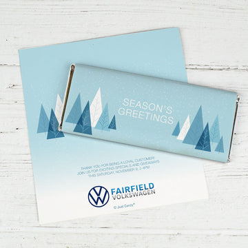 Personalized Winter Party Season's Greetings Chocolate Bar Wrappers Only