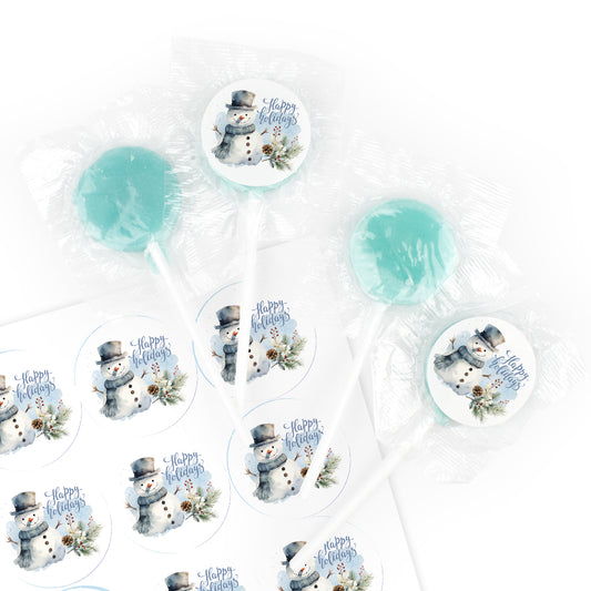 DIY Christmas Stickers & Lollipop (130ct) - Happy Holidays Snowman