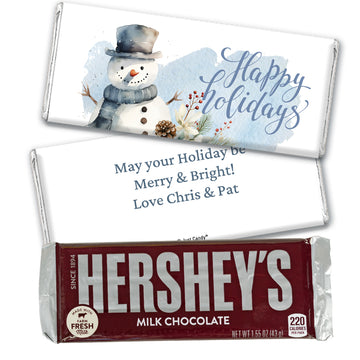 Personalized Happy Holidays Snowman Chocolate Bar & Wrapper
