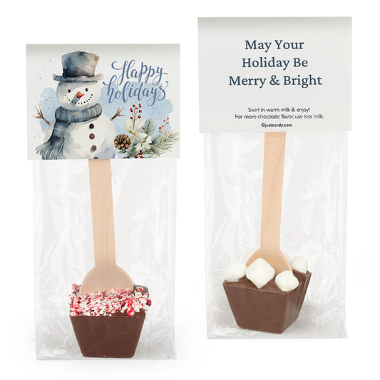 Happy Holidays Snowman Hot Chocolate Spoon