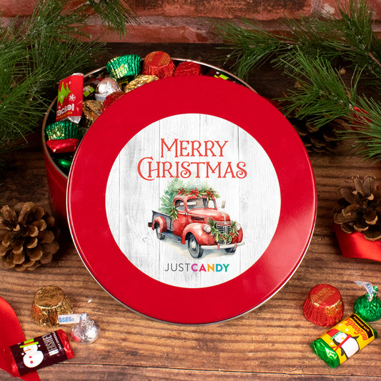 Merry Christmas Red Truck 1.25 lb Hershey's Holiday Assortment Gift Tin