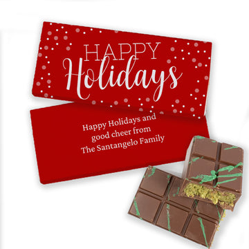 Personalized Happy Holidays Dubai Chocolate Bar 3.8oz