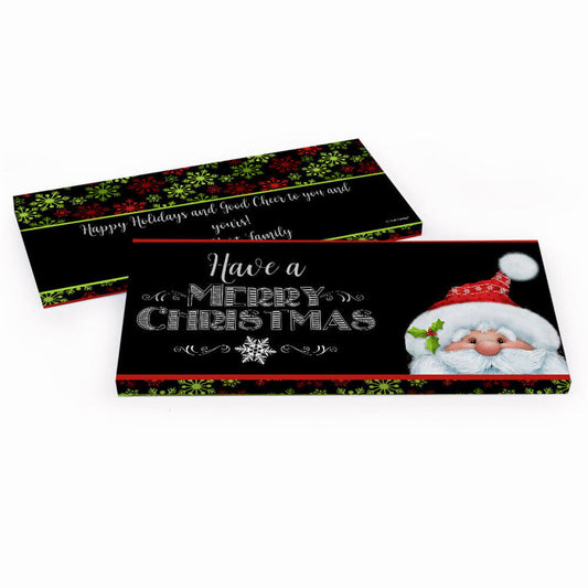 Deluxe Personalized Christmas Chalkboard Santa Candy Bar Favor Box