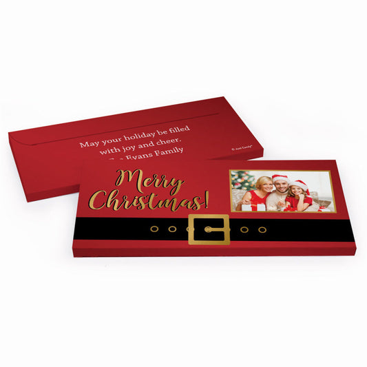 Deluxe Personalized Christmas Santa Belt Candy Bar Favor Box
