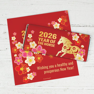 Personalized Chinese New Year Plum Blossoms Chocolate Bar Wrappers Only