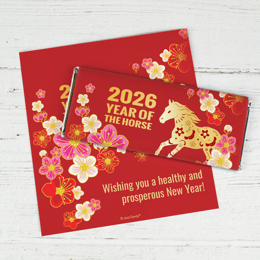 Personalized Chinese New Year Plum Blossoms Chocolate Bar Wrappers Only
