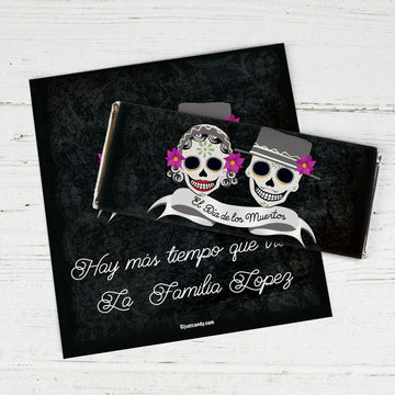 Day of the Dead Personalized Chocolate Bar Wrapper Dia de Los Muertos Sweets